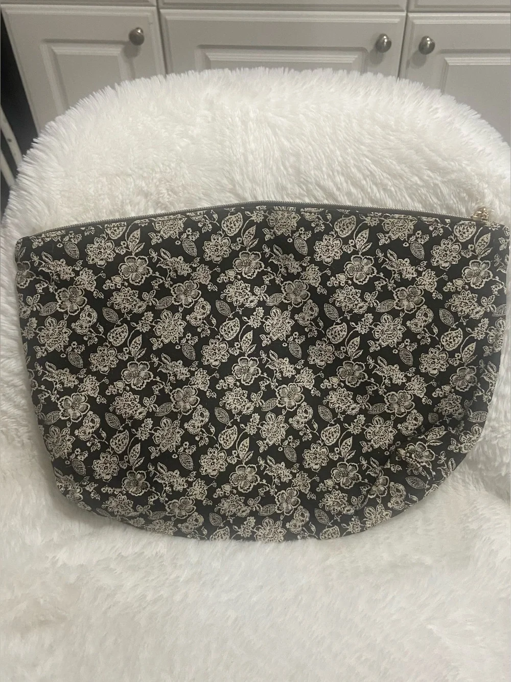 Sonia Kashuk Black + Cream Floral Cosmetic Pouch
